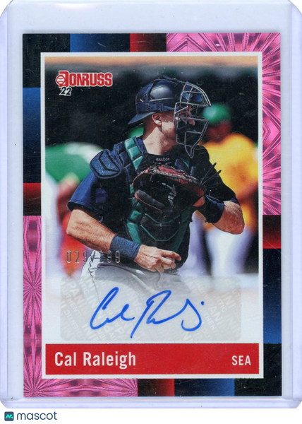 Cal Raleigh - 2022 Donruss 1988 Retro Auto Pink Fireworks 29/199 Jersey #