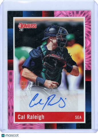 Cal Raleigh - 2022 Donruss 1988 Retro Auto Pink Fireworks 29/199 Jersey #