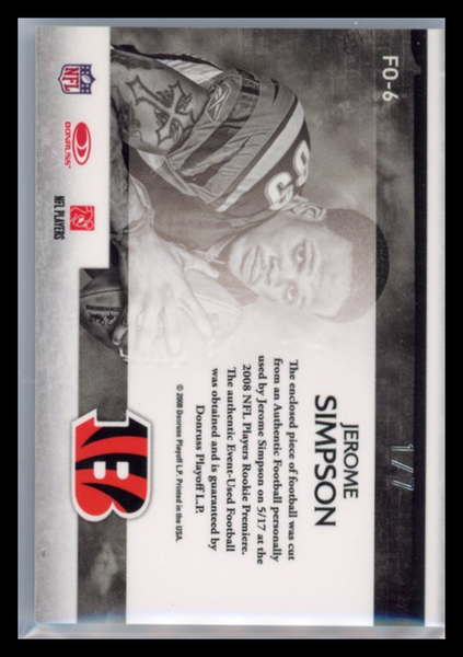 Jerome Simpson - 2008 Rookies & Stars Longevity Freshman Orientation  /7 Jersey