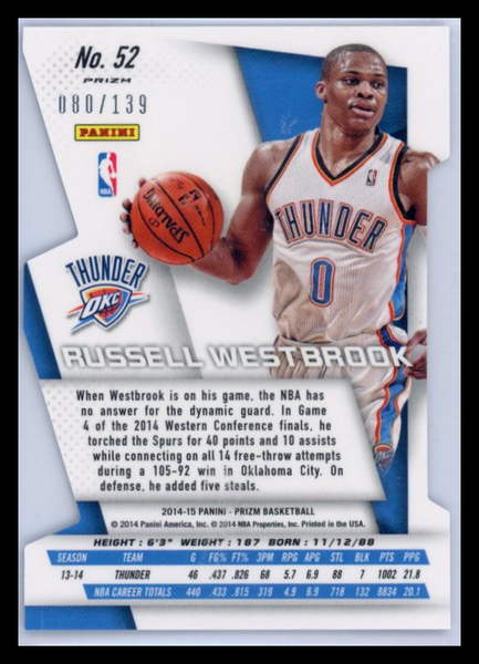 Russell Westbrook - 2014 Panini Prizm Purple Die-Cut 080/139