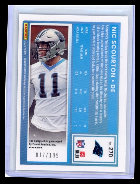 Nic Scourton - 2025 Panini Donruss Optic Holo Auto 017/199