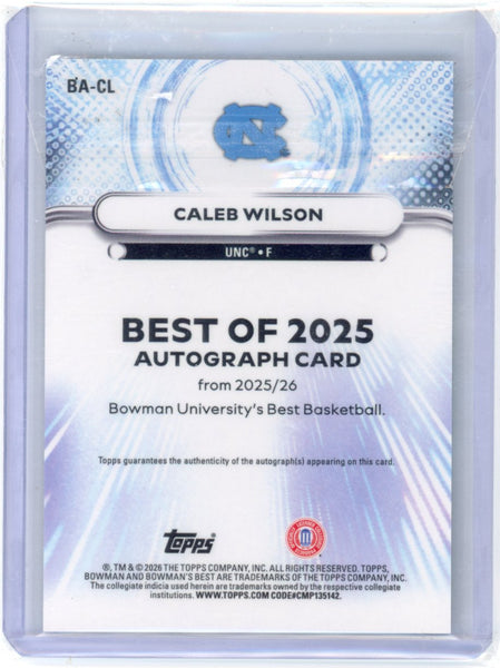 Caleb Wilson - 2025-26 Bowman's Best Green Speckle Auto /99