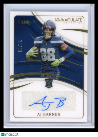 AJ Barner - 2024 Panini Immaculate Collection Football Rookie auto /99