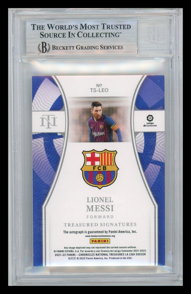 Lionel Messi - 2021 National Treasures Treasured Signatures BGS 18 /99