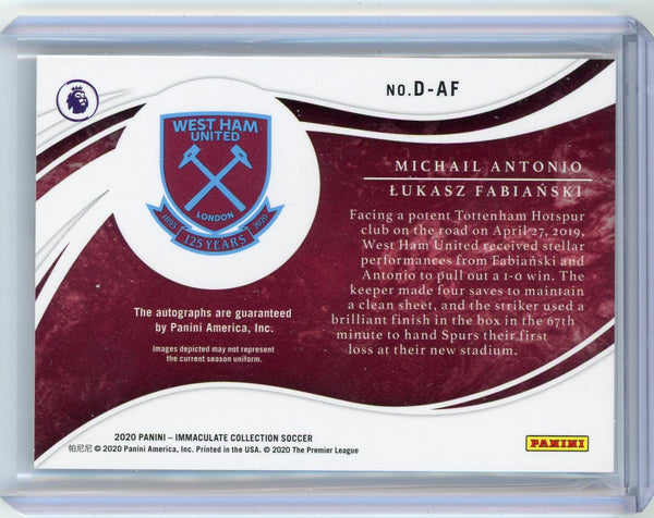Lukasz Fabianski Michail Antonio - 2020 Panini Immaculate Soccer 02/10 Dual Auto