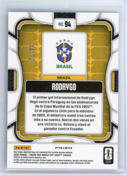 Rodrygo - 2026 Prizm World Cup Aquigla Prizm /70