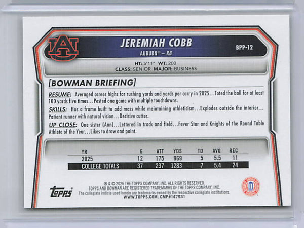Jeremiah Cobb - 2026 Bowman Gold Paper Prospect /50