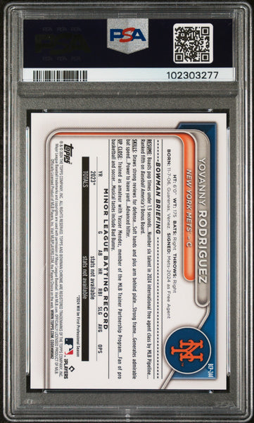 Yovanny Rodriguez - 2024 Bowman Chrome Prospects Reptilian BLK Ref PSA 10