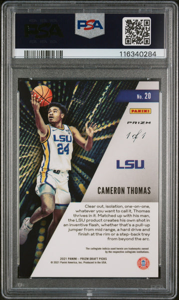 Cameron Thomas - 2021 Prizm Draft Picks Instant Impact Black Shimmer PSA 10 1/1