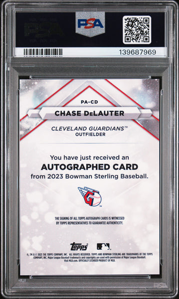 Chase Delauter - 2023 Bowman Sterling Prospect Autographs PSA 9