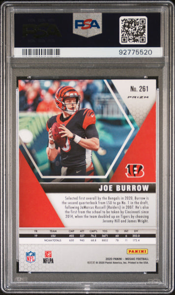 Joe Burrow - 2020 Panini Mosaic Silver Prizm PSA 10