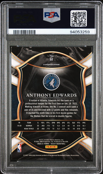 Anthony Edwards - 2020 Panini Select Blue Retail PSA 10