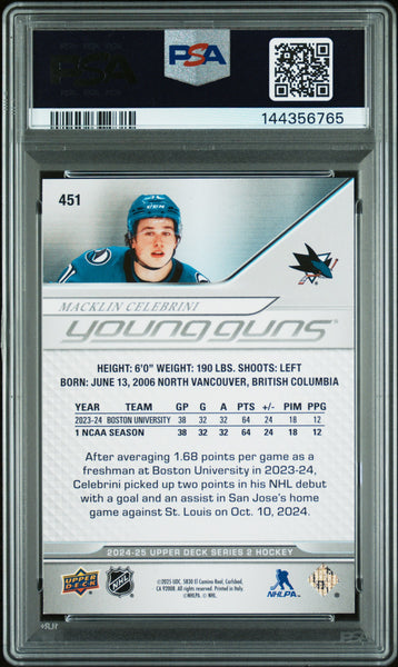 Macklin Celebrini - 2024 Upper Deck PSA 9