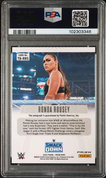 Ronda Rousey - 2023 Panini Prizm WWE Throwback Signatures Red PSA 10