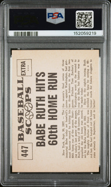 Babe Ruth Hits - 1961 Nu-Card Scoops 60th Home Run PSA 7