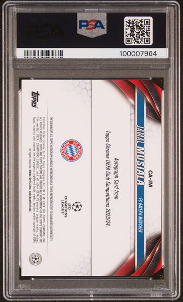 Jamal Musiala - 2023-24 Topps Chrome Sapphire Edition UEFA Club Competitions Chrome Sapphire Autographs Orange PSA 8 5/25 05/25