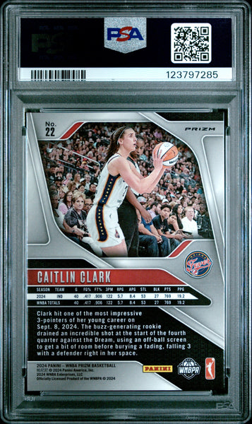 Caitlin Clark - 2024 Panini Prizm WNBA Ice PSA 8