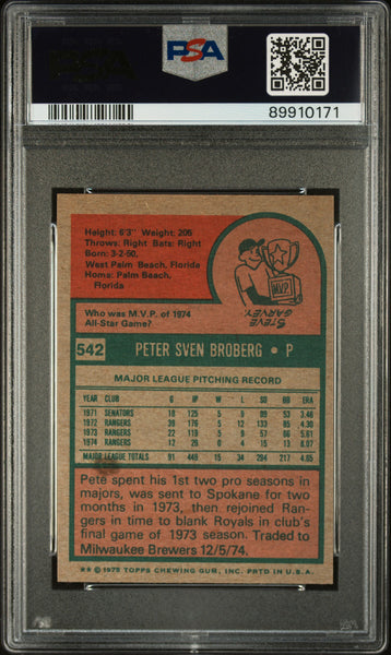 Pete Broberg - 1975 Topps Mini PSA 6 /299