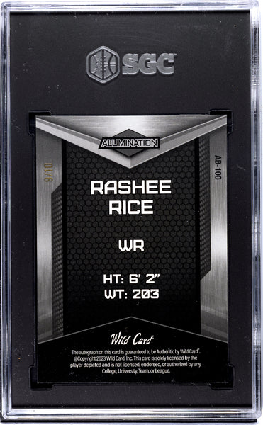 Rashee Rice - 2023 Wild Card Alumination Autograph Gold Lazers SGC 9.5 /10