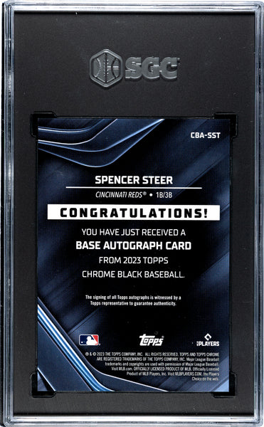 Spencer Steer - 2023 Topps Chrome Black Autograph Refractor SGC 9.5 Rookie