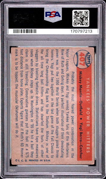 Berra Mantle - 1957 Topps Yankees' Power Hitters PSA 1.5