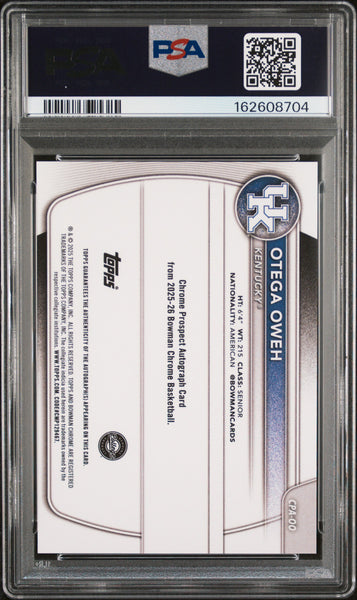 Otega Oweh - 2025 Bowman Chrome Prospect Autographs PSA 9