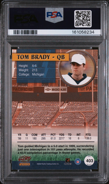 Tom Brady - 2000 Pacific Rookie #403 PSA 7