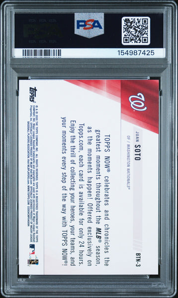 Juan Soto - 2020 Topps Best Of Topps Now BTN3 PSA 9