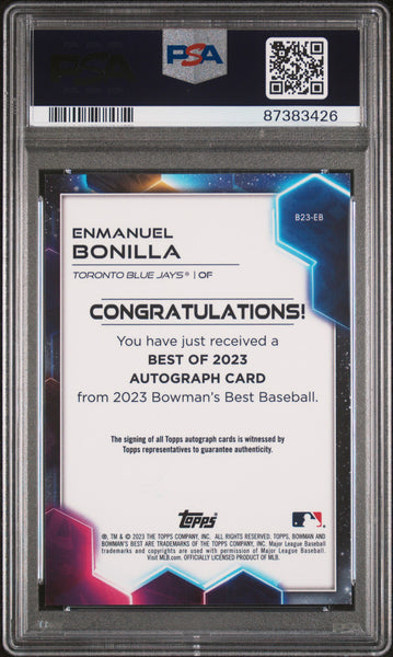 Enmanuel Bonilla - 2023 Bowman's Best  2023 Autographs Mini Dia Ref PSA 10 16/25