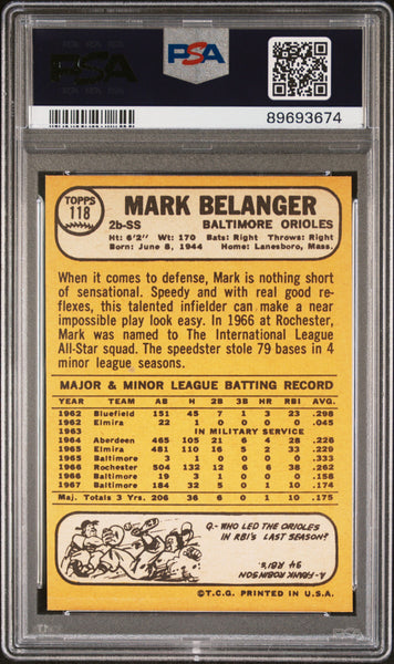 Mark Belanger - 1968 Topps PSA 9