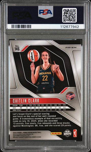 Caitlin Clark - 2024 Panini Prizm WNBA Silver PSA 8