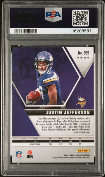 Justin Jefferson - 2020 Panini Mosaic No Huddle Silver PSA 10