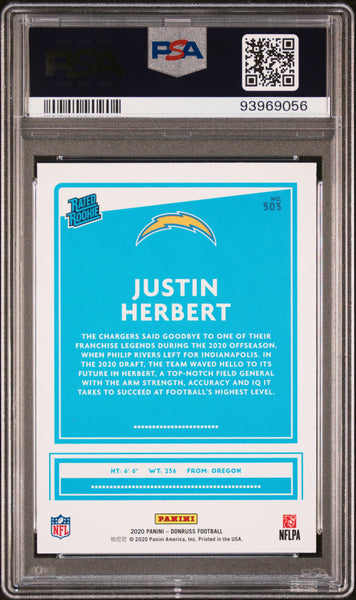 Justin Herbert - 2020 Panini Donruss PSA 10 Rated Rookie
