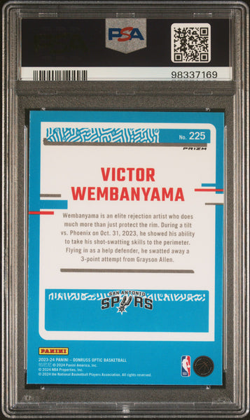 Victor Wembanyama - 2023 Panini Donruss Optic Hyper Green PSA 9