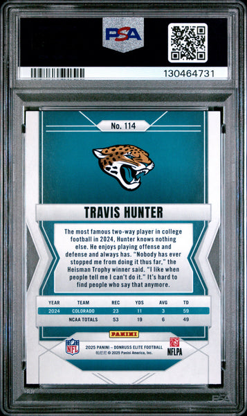 Travis Hunter - 2025 Panini Donruss Elite Green Disco PSA 10 Rookie
