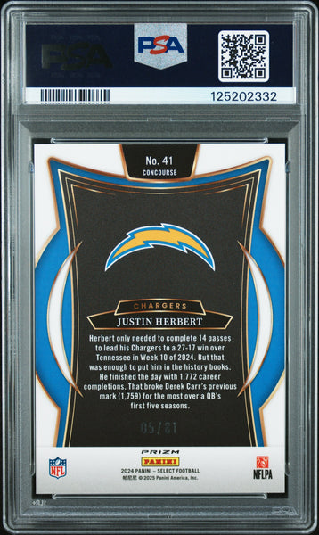 Justin Herbert - 2024 Panini Select Dragon Scale Prizm PSA 10 5/81