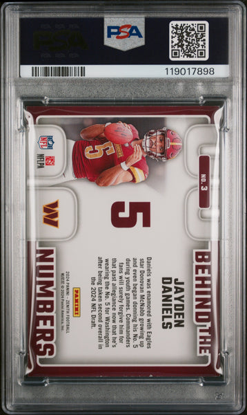 Jayden Daniels - 2024 Panini Zenith Behind The Numbers Red PSA 8