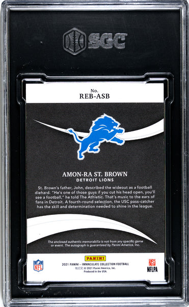 Amon-Ra ST. Brown - 2021 Panini Immaculate Rookie Eye Black Jersey Auto SGC 9
