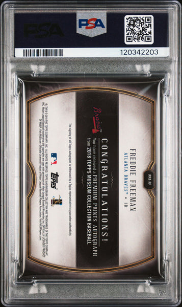 Freddie Freeman - 2018 Topps Museum Collection Premium Prints Autographs PSA 6