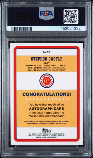 Stephon Castle - Mcdonald's All American 2023 Topps PSA 9 Auto