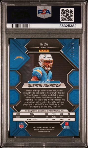 Quentin Johnston - 2023 Panini Mosaic Autograph Red PSA 9