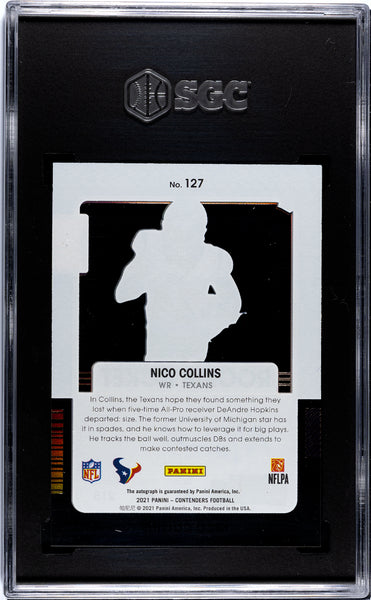 Nico Collins - 2021 Panini Contenders Autograph Clear Ticket SGC 9.5 /10