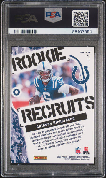 Anthony Richardson - 2023 Panini Donruss Optic Rookie Recruits PRP Stars PSA 10