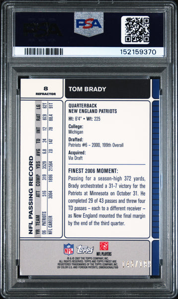 Tom Brady - 2007 Finest Football Green Refractor 145/199 PSA 9