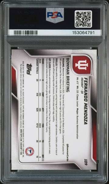 Fernando Mendoza - 2025 Bowman University Chrome Teal Lava PSA 10