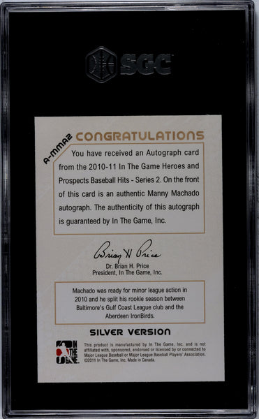 Manny Machado 2011 In The Game Heroes Prospects Autograph Silver SGC 9 Silver