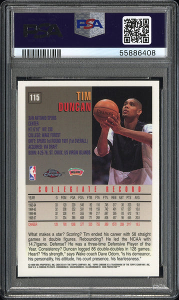 Tim Duncan - 1997 Topps Chrome PSA 8