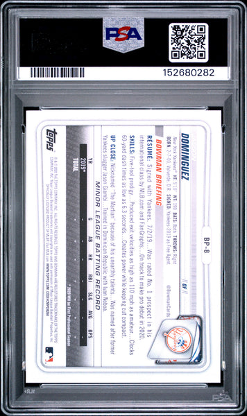 Jasson Dominguez - 2020 Bowman Paper Prospects Camo PSA 9