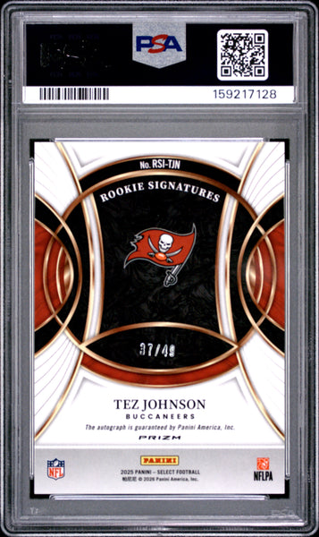 Tez Johnson - 2025 Panini Select Rookie Signatures Light Blue Prizm PSA 10