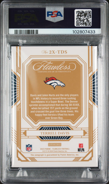 Terrell Davis - 2023 Panini Flawless Champions 2X Signatures PSA 10